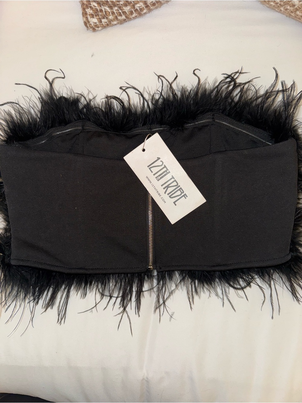 NWT 12th Tribe Black Feather Strapless Tube Top Size S - Picture 8 of 15